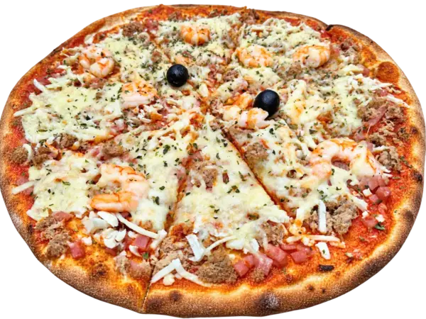 Pizza recién preparada en Pizzería 12-34